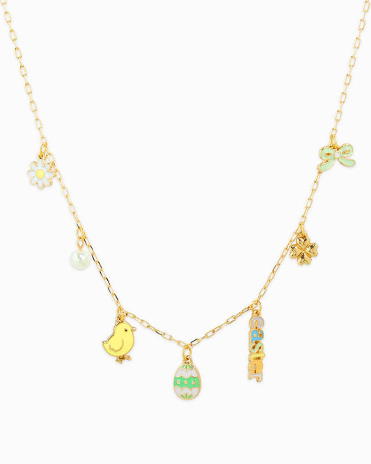 Easter Chick & Egg 7-Charm Necklace, Feathered Farmhouse