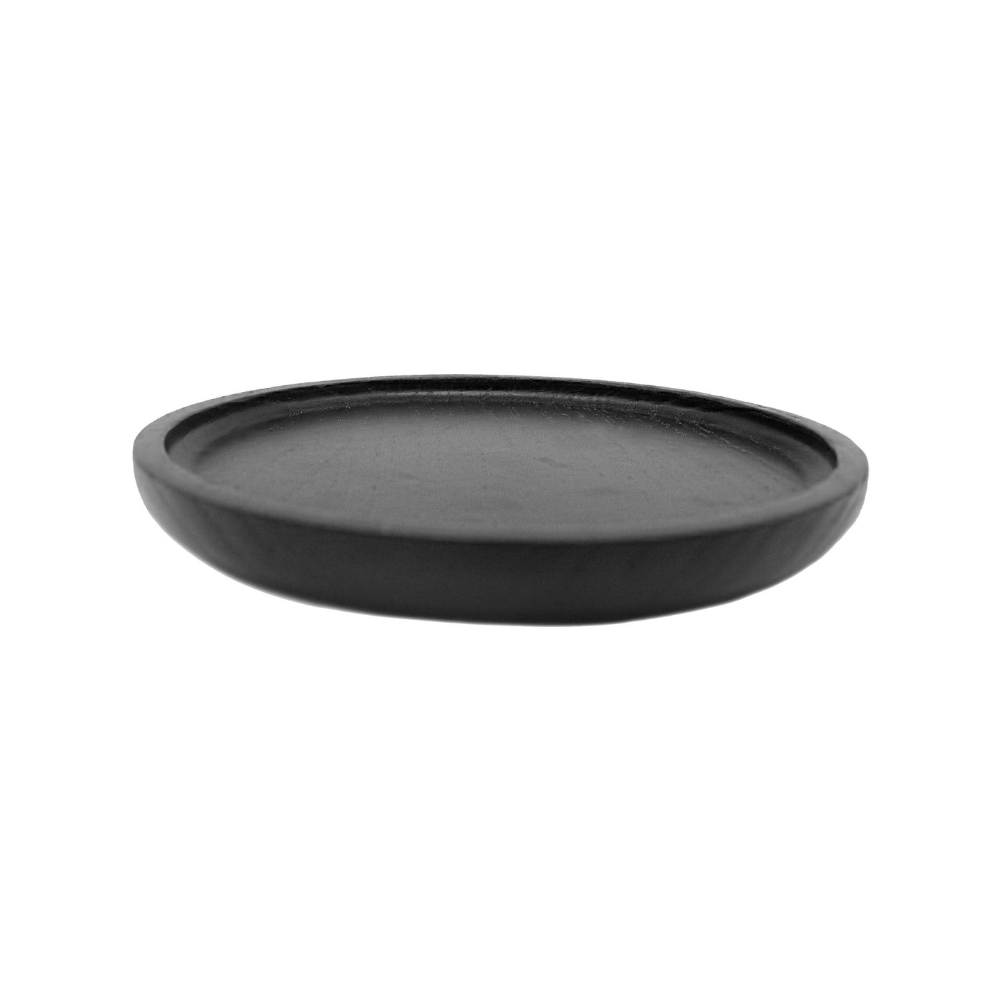 Black Round Wood Tray, Feathered Farmhouse