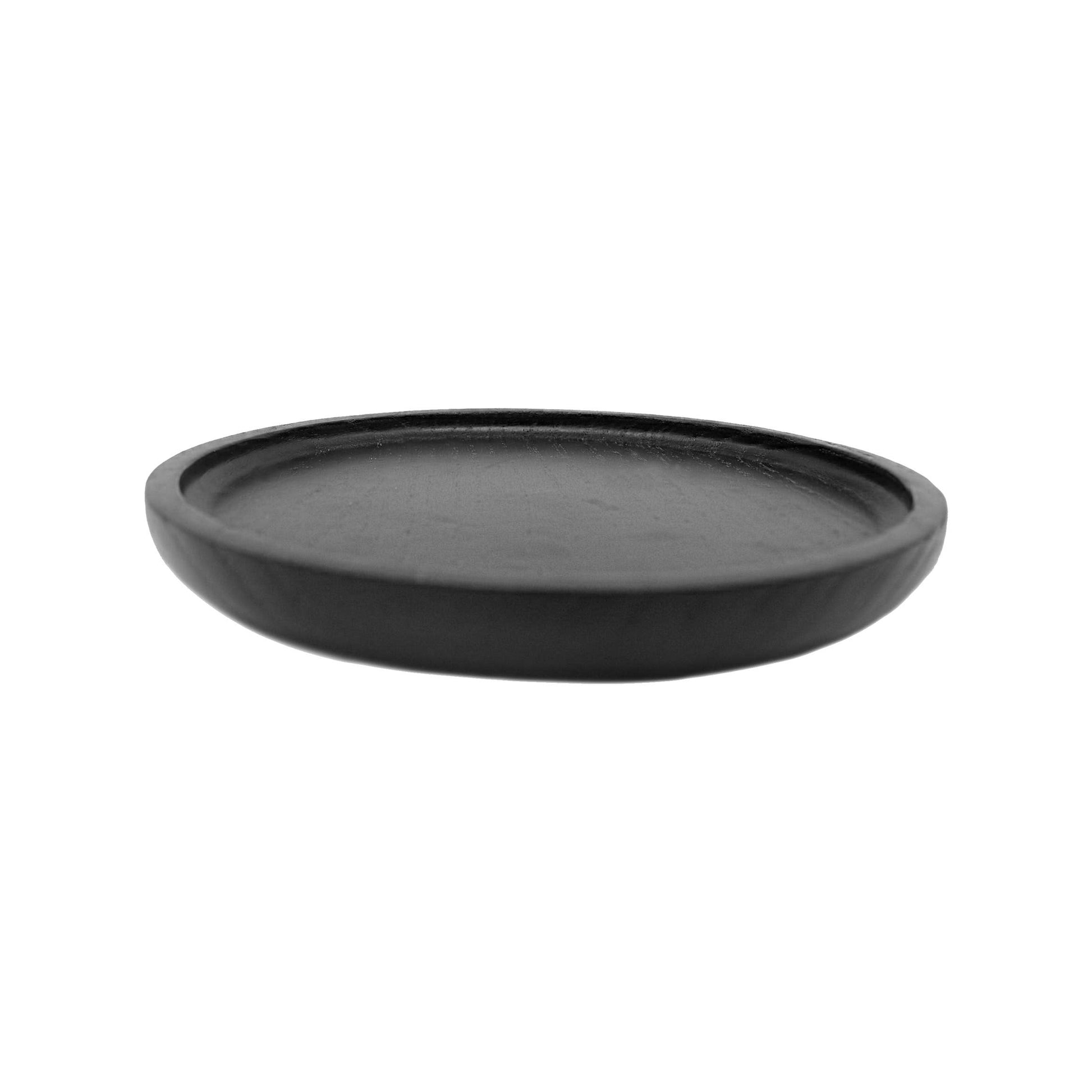 Black Round Wood Tray, Feathered Farmhouse