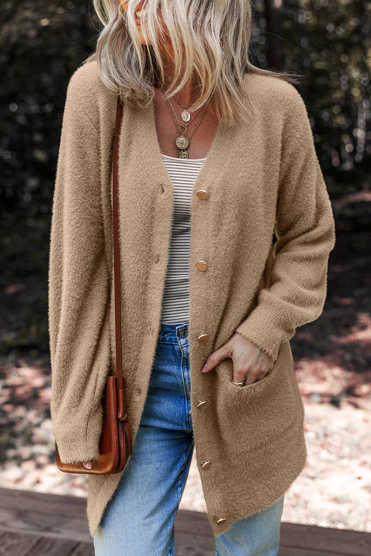 Solid Color Cardigan Sweater, Feathered Farmhouse