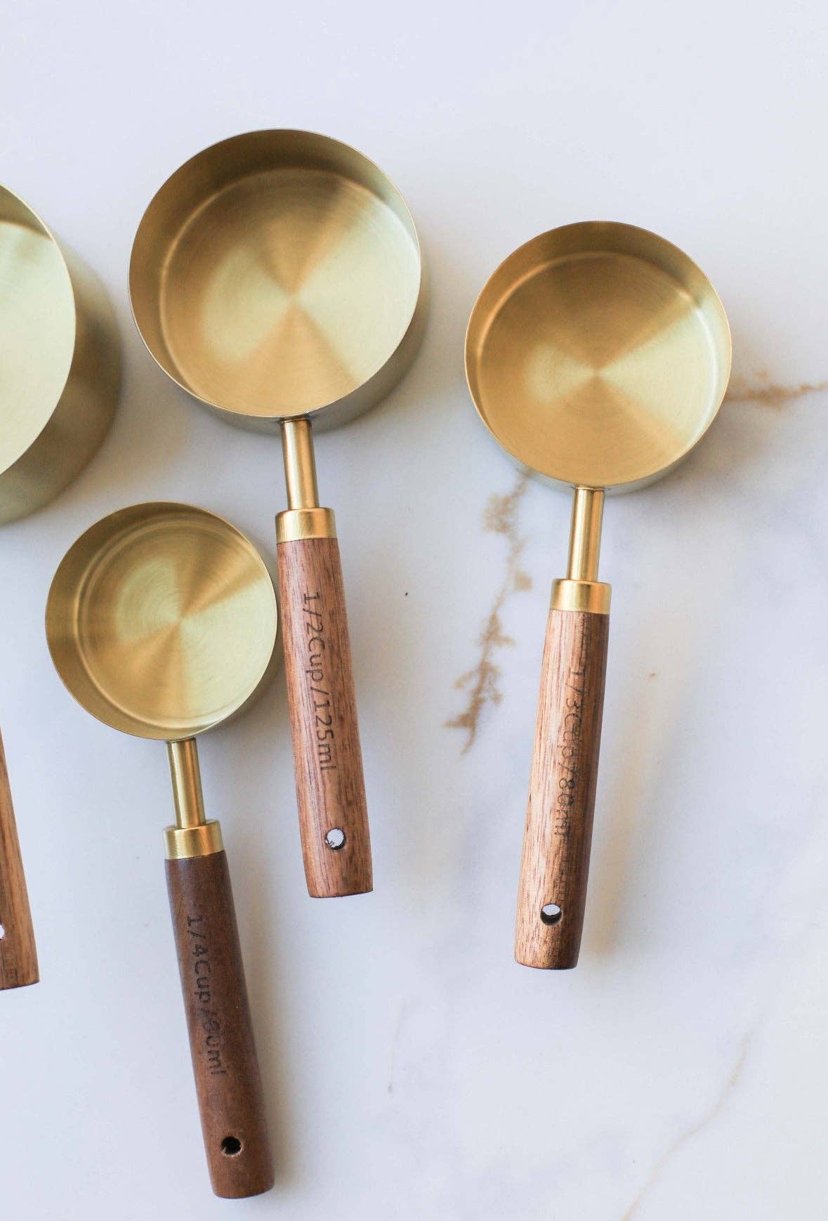 Wood Handle Measuring Cups Set, Feathered Farmhouse