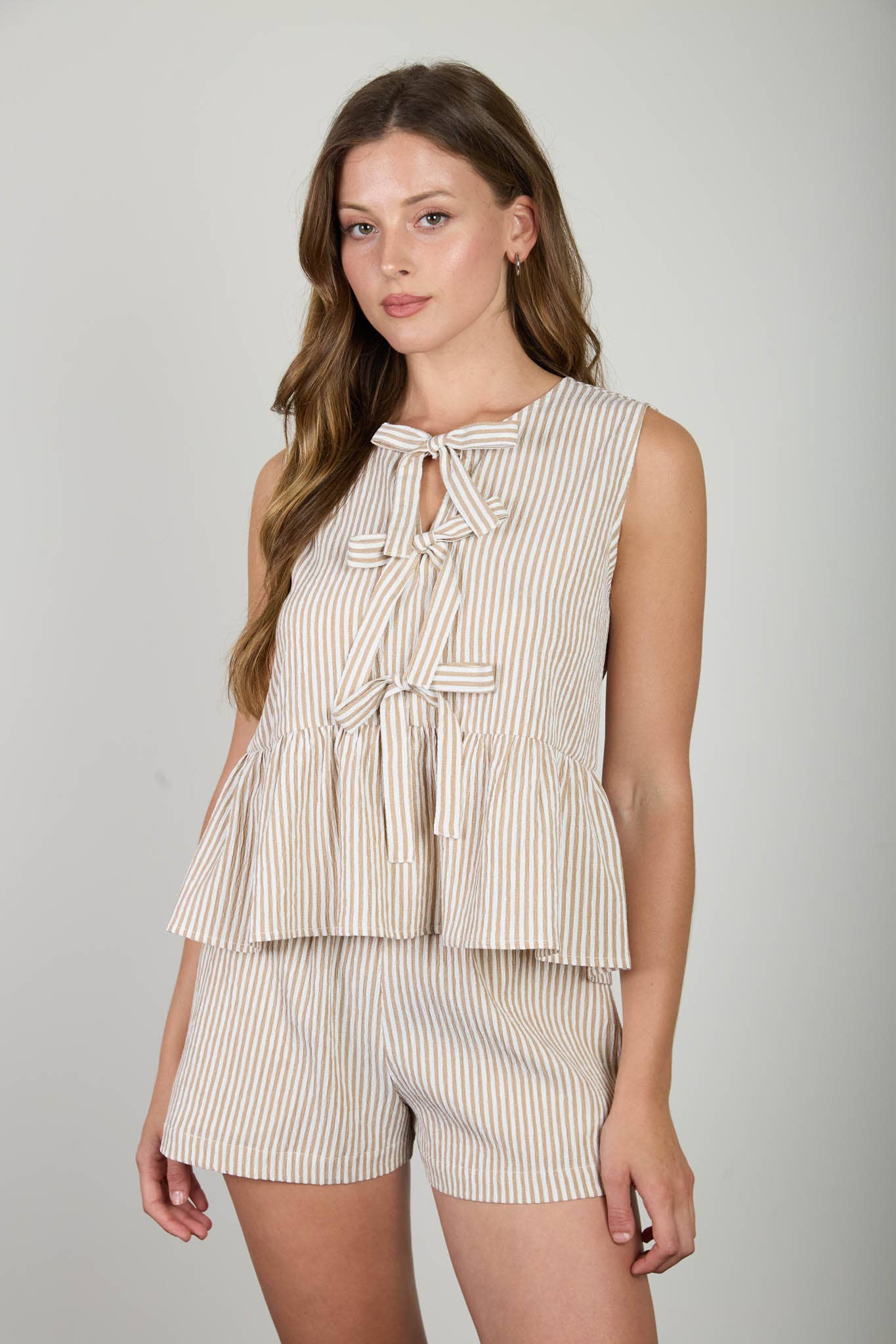 Tie Ruffle Tank Top, Feathered Farmhouse
