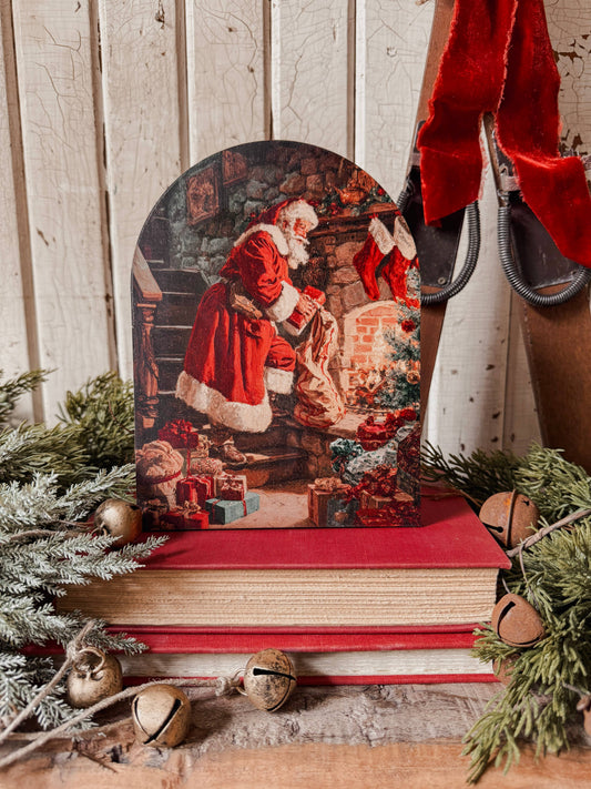 Retro Santa by Fireplace Arch Shelf Sitter, The Feathered Farmhouse