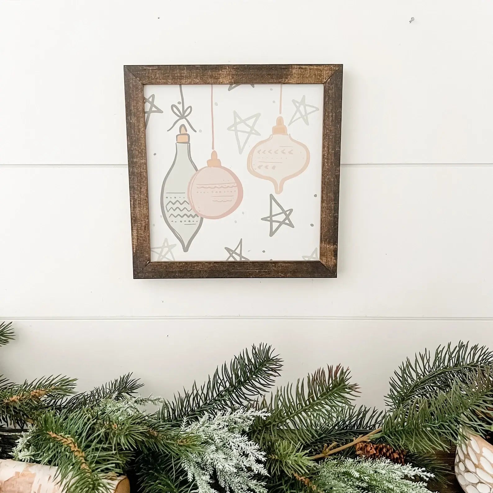 Ornament Christmas Sign, Feathered Farmhouse