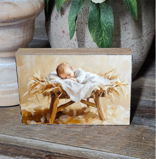 Printed Block Manger, Feathered Farmhouse