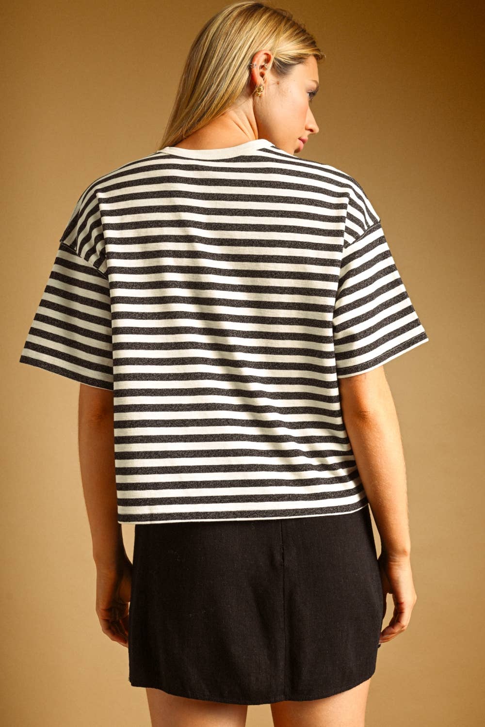 Bold Striped Short Sleeve Top, Feathered Farmhouse