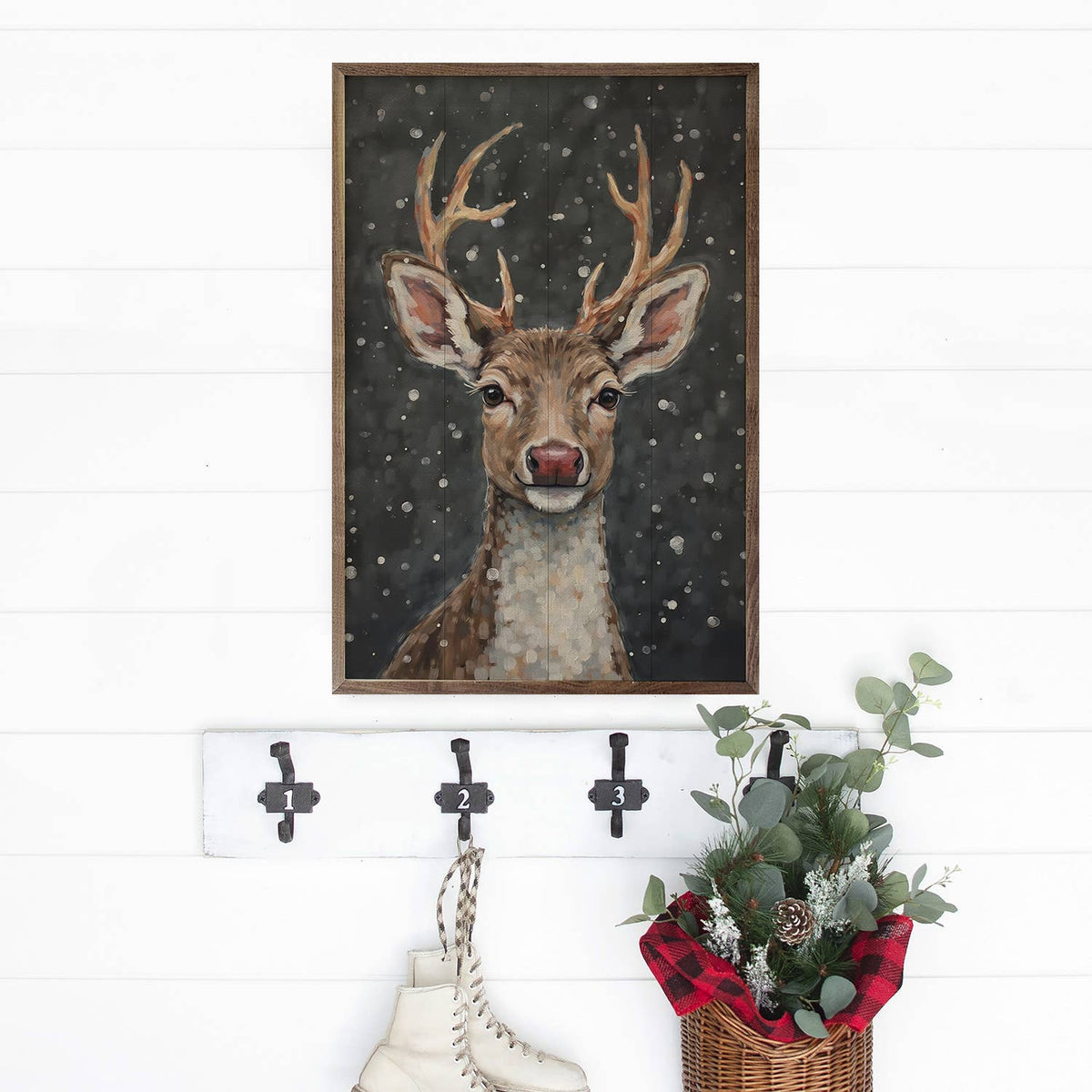 Reindeer With A Red Nose, Feathered Farmhouse