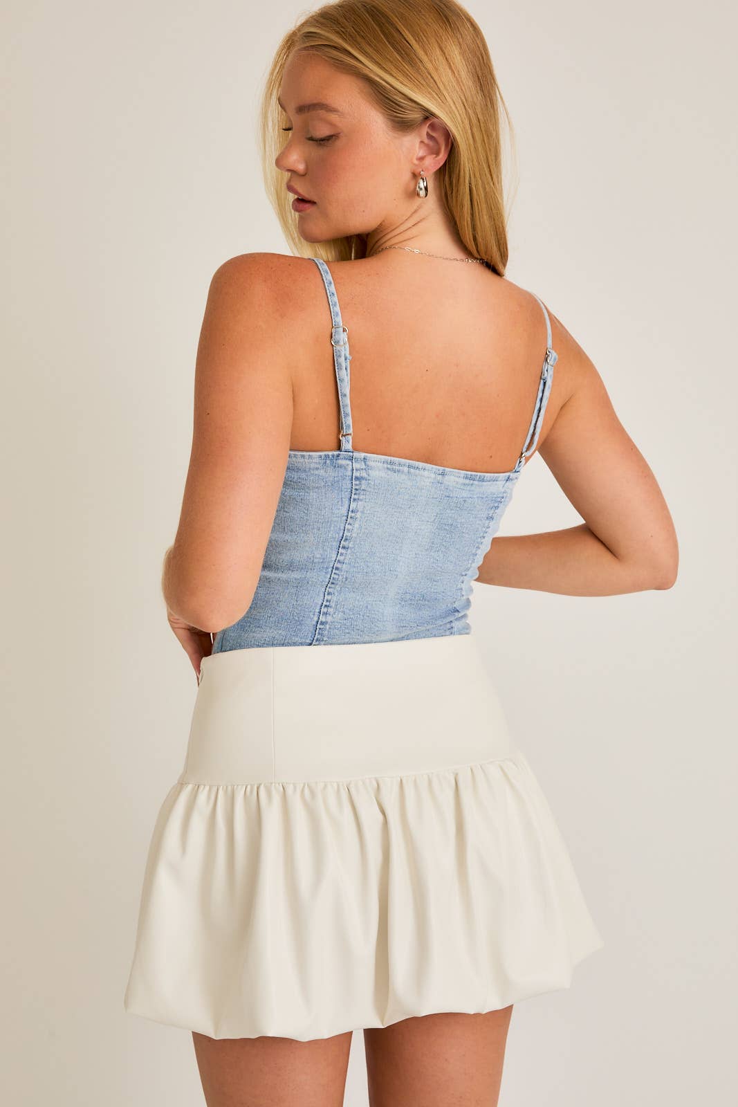 Denim Bustier Bodysuit, Feathered Farmhouse