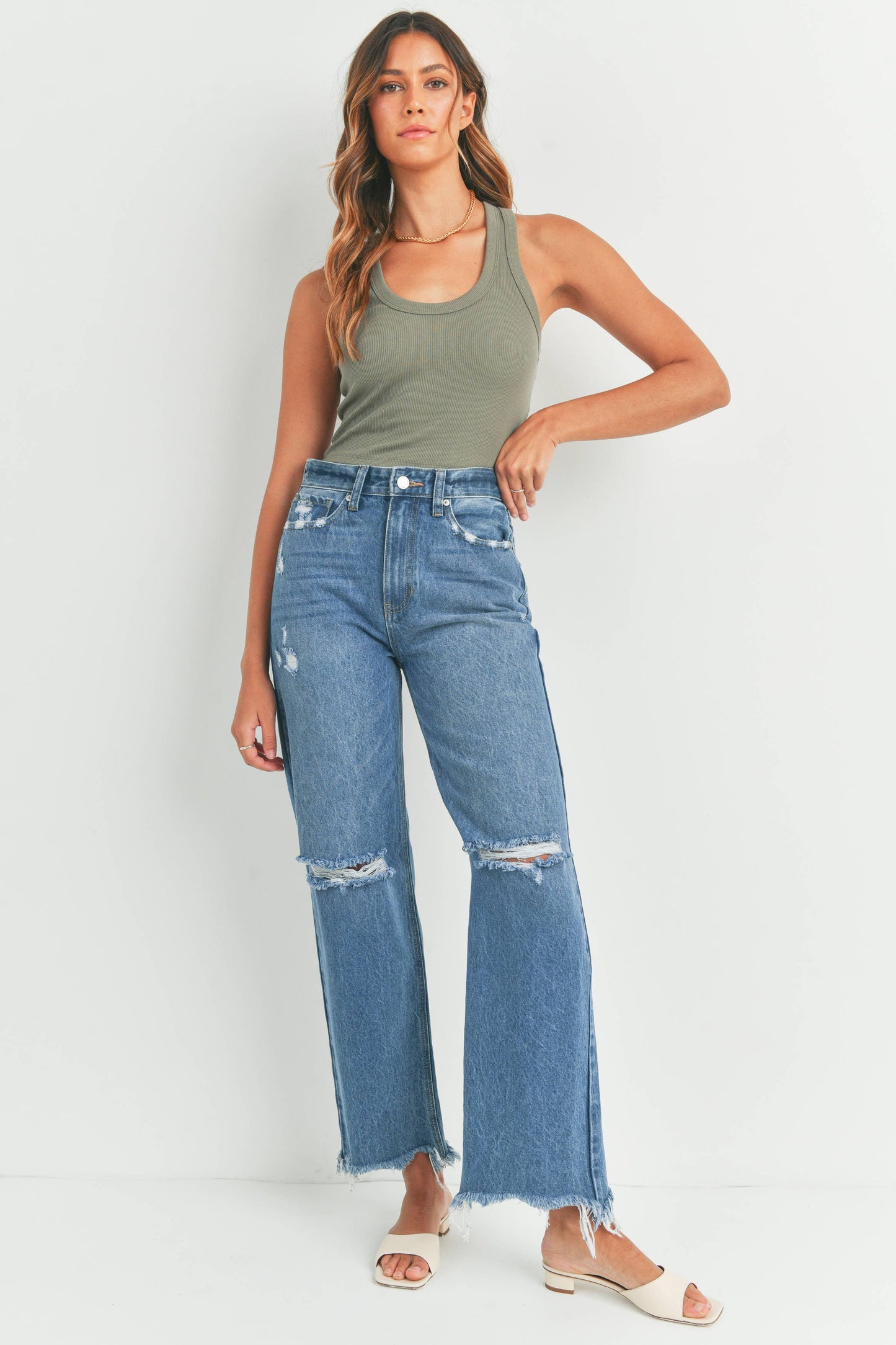 Mid Rise 90's Straight Jeans, Feathered Farmhouse