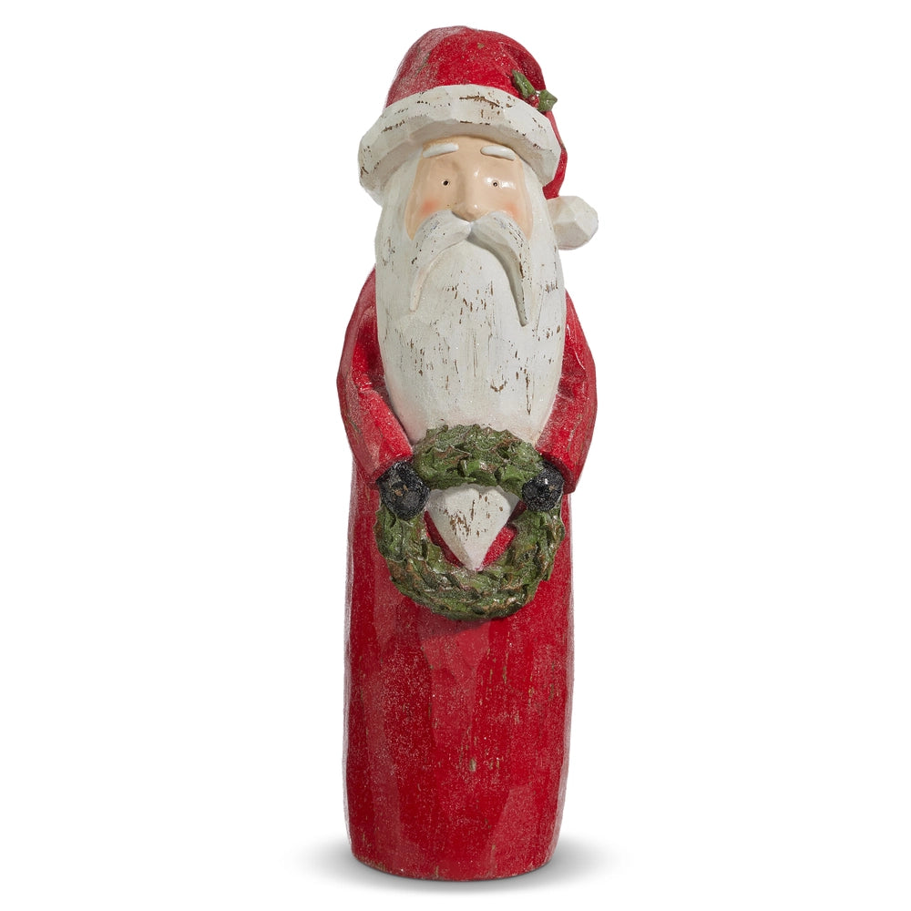 Carved Santa with Wreath, The Feathered Farmhouse