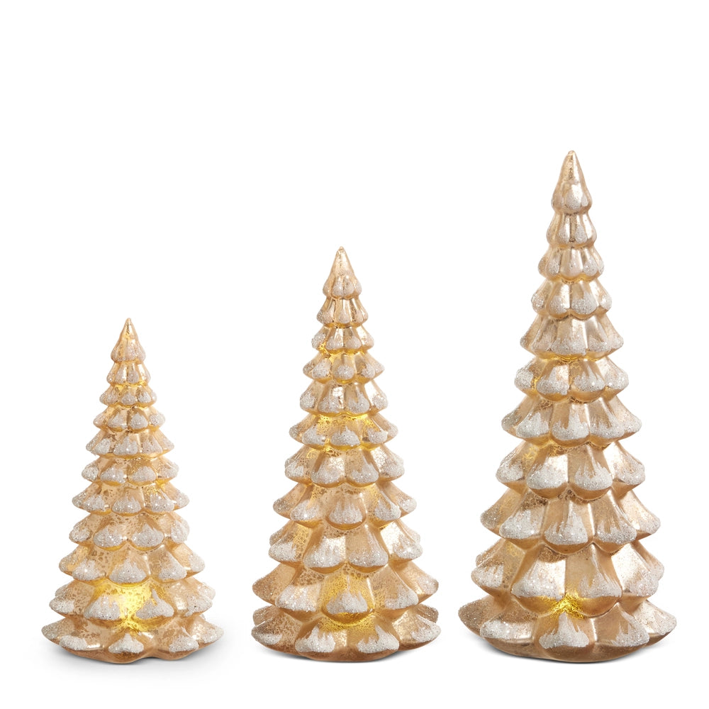 Lighted Antiqued Champagne Trees, Feathered Farmhouse