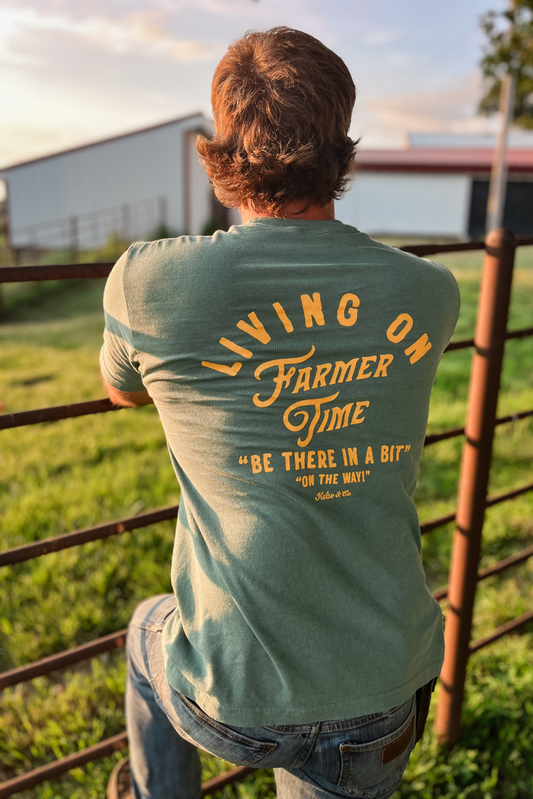Living On Farmer Time Graphic Tee, Feathered Farmhouse