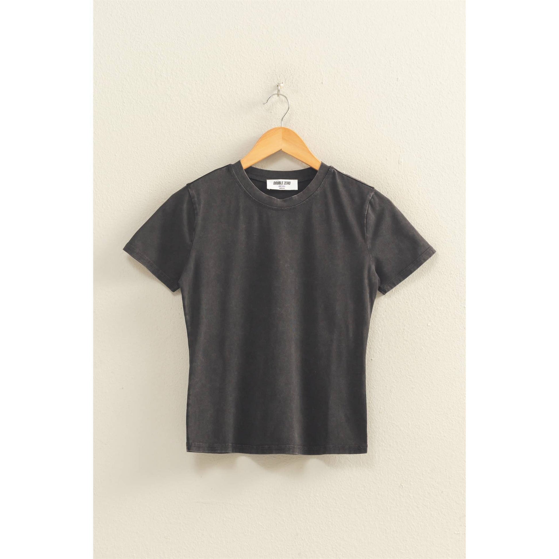 Black Mineral Washed Short Sleeve Top, Feathered Farmhouse