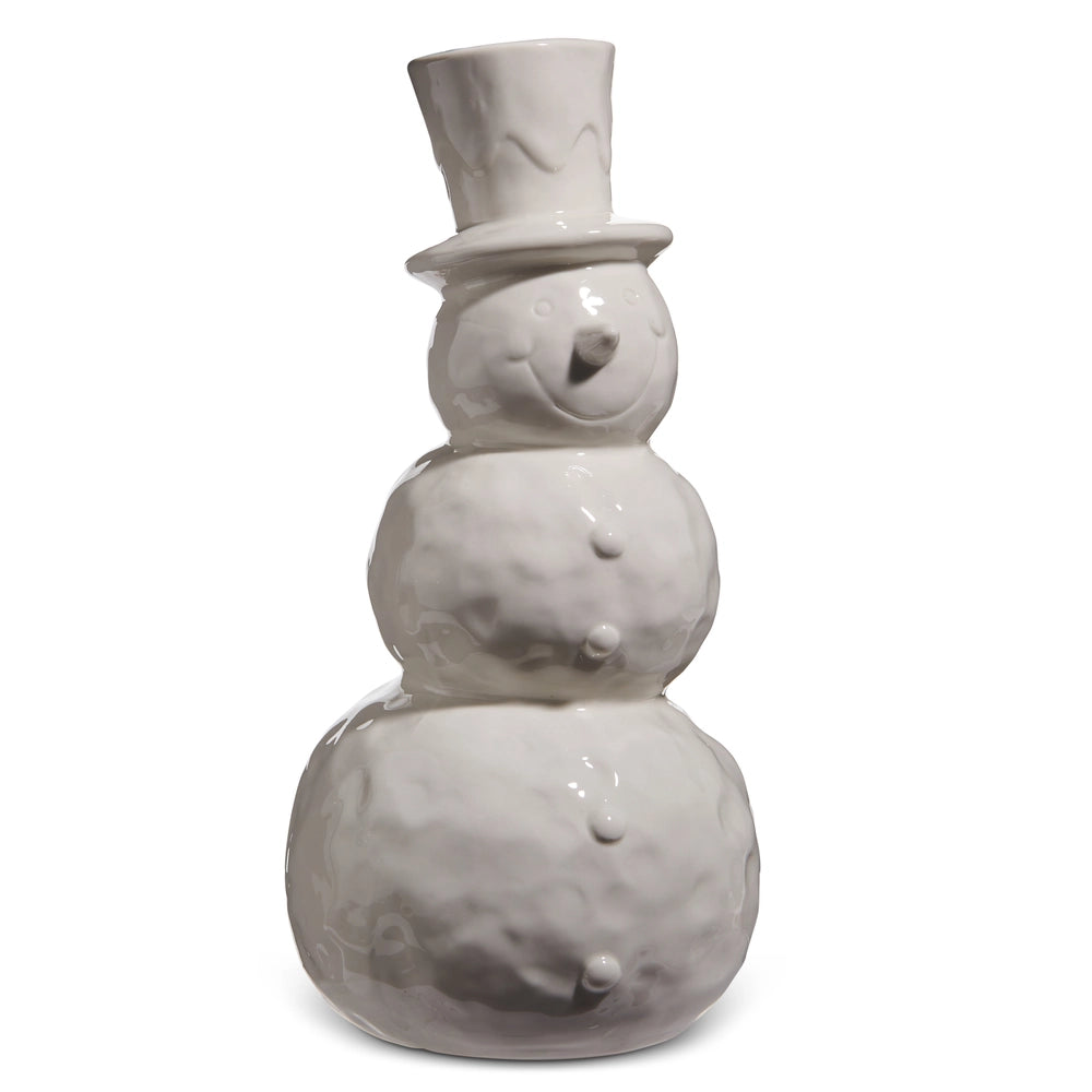 White Glazed Snowman, Feathered Farmhouse