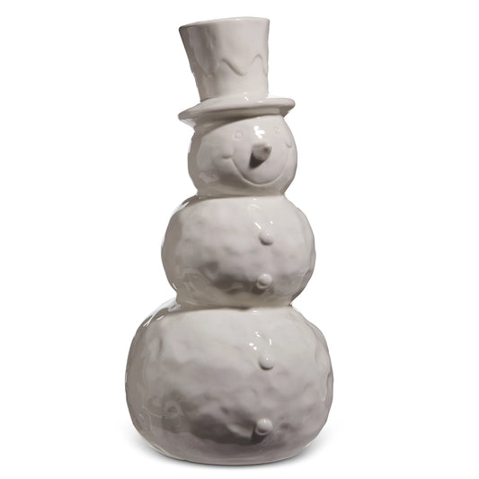 White Glazed Snowman, Feathered Farmhouse