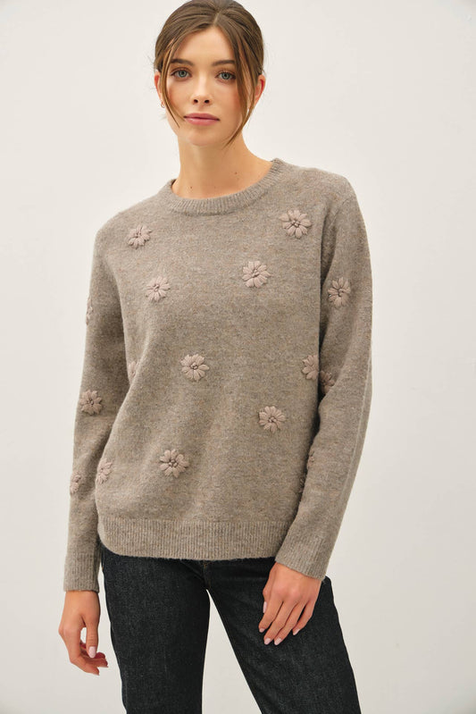 Floral Embroidered Sweater, Feathered Farmhouse