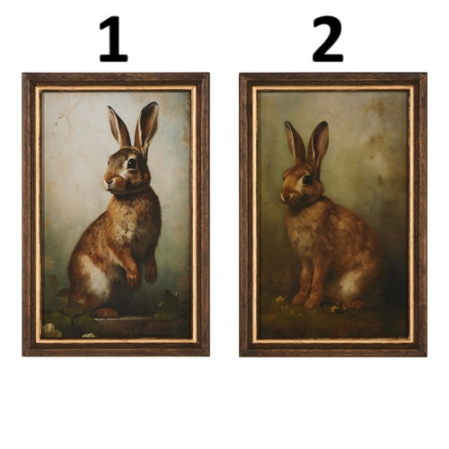 Vintage Rabbit Framed Wall Art, Feathered Farmhouse