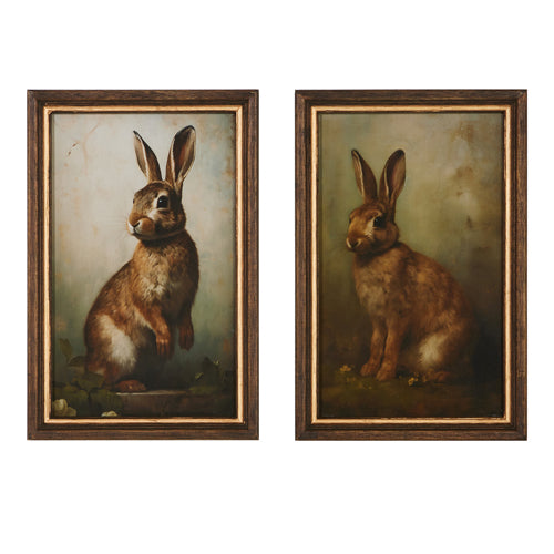 Vintage Rabbit Framed Wall Art, Feathered Farmhouse