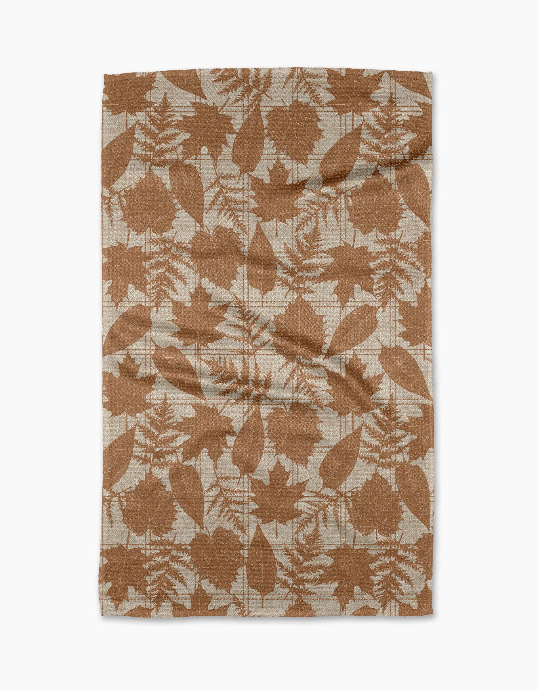 Autumnal Leaves Gold Tea Towel, Feathered Farmhouse