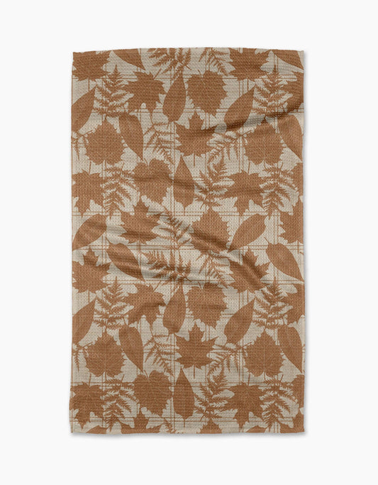 Autumnal Leaves Gold Tea Towel, Feathered Farmhouse