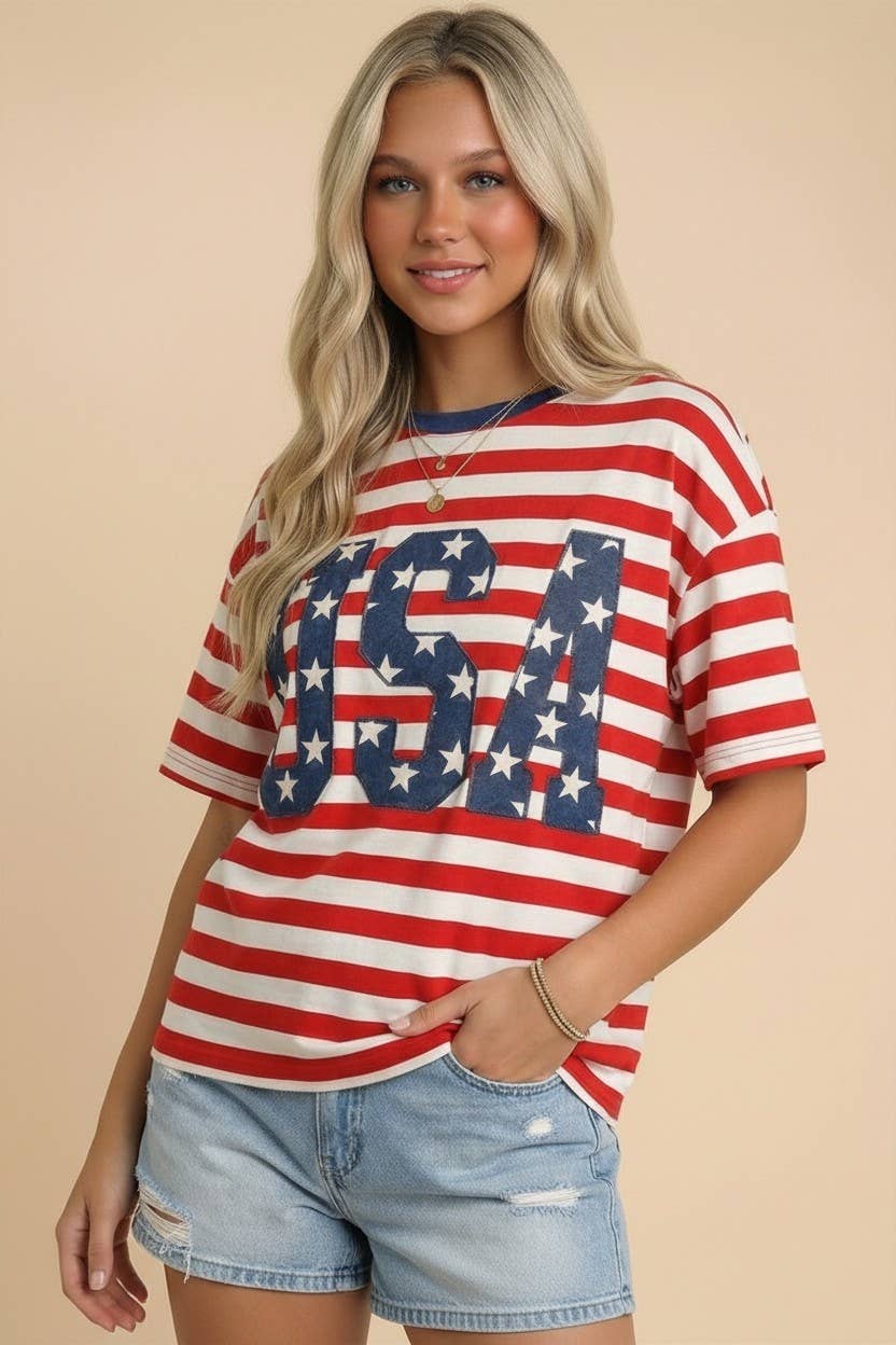 USA Stripe Tee, Feathered Farmhouse