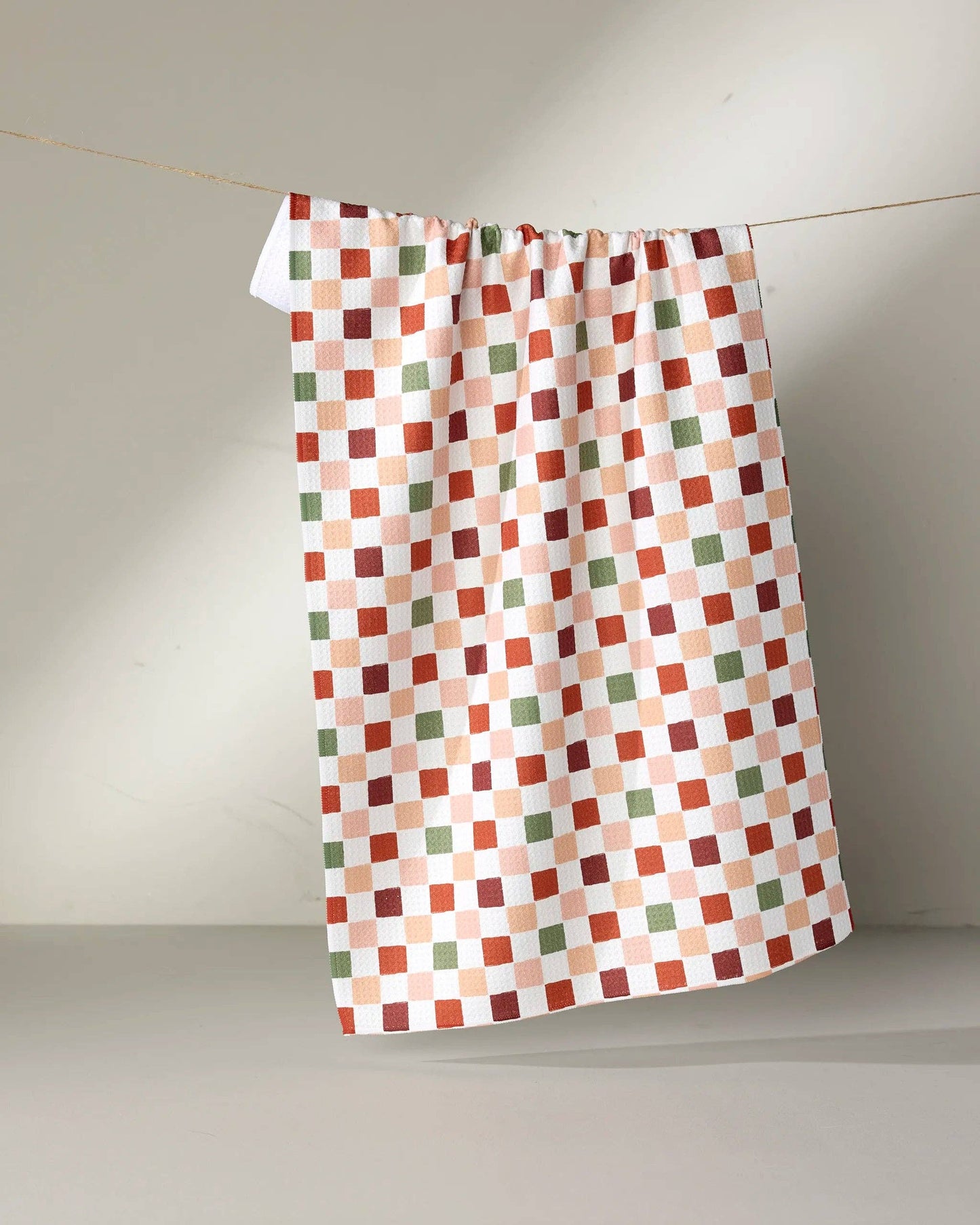 Cozy Check Tea Towel, Feathered Farmhouse