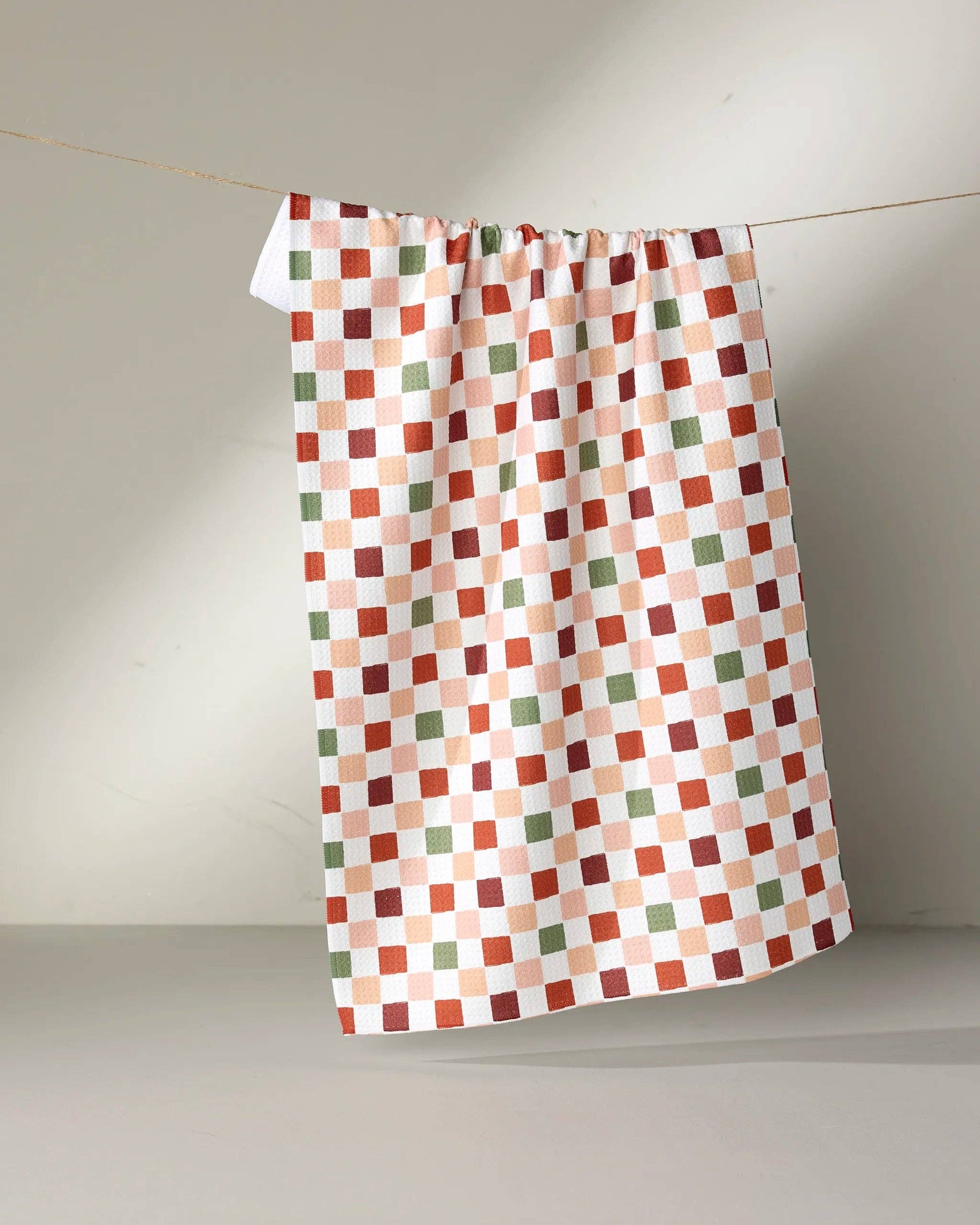 Cozy Check Tea Towel, Feathered Farmhouse