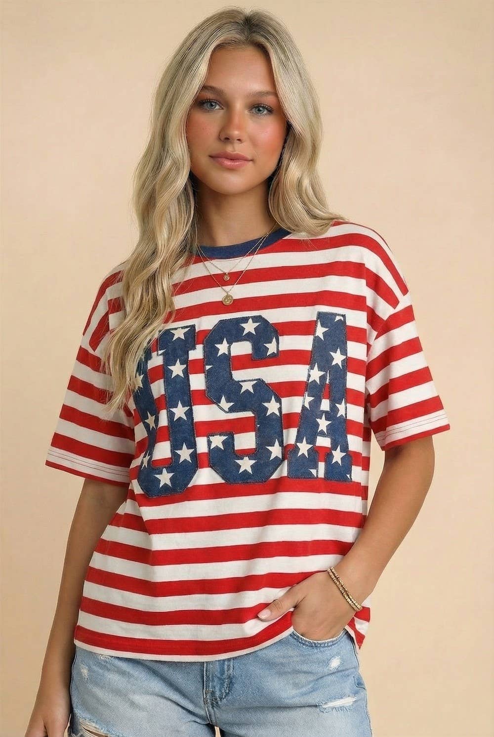 USA Stripe Tee, Feathered Farmhouse