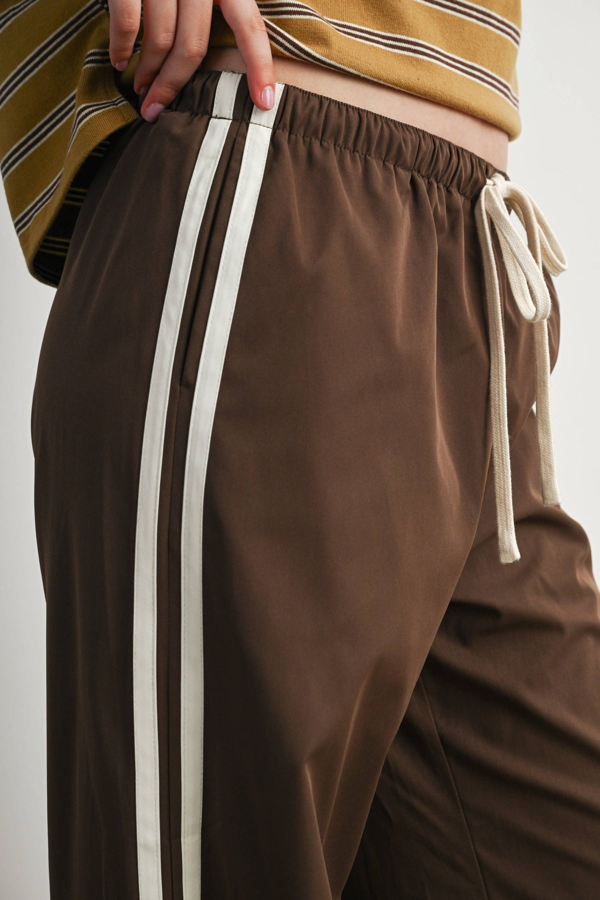 Striped Drawstring Wide-Leg Pants, Feathered Farmhouse