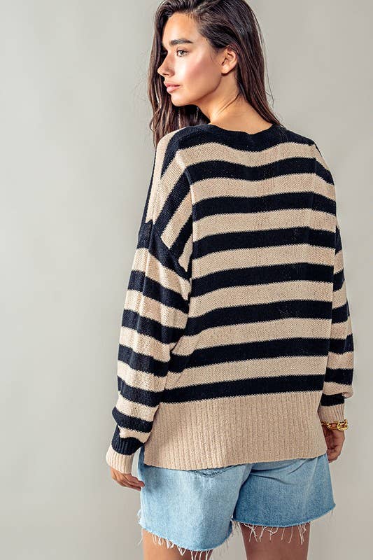 Cozy Striped Cardigan, Feathered Farmhouse