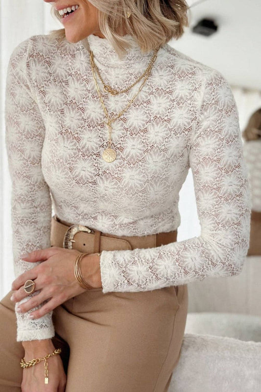 Floral Lace Long Sleeve Top, Feathered Farmhouse