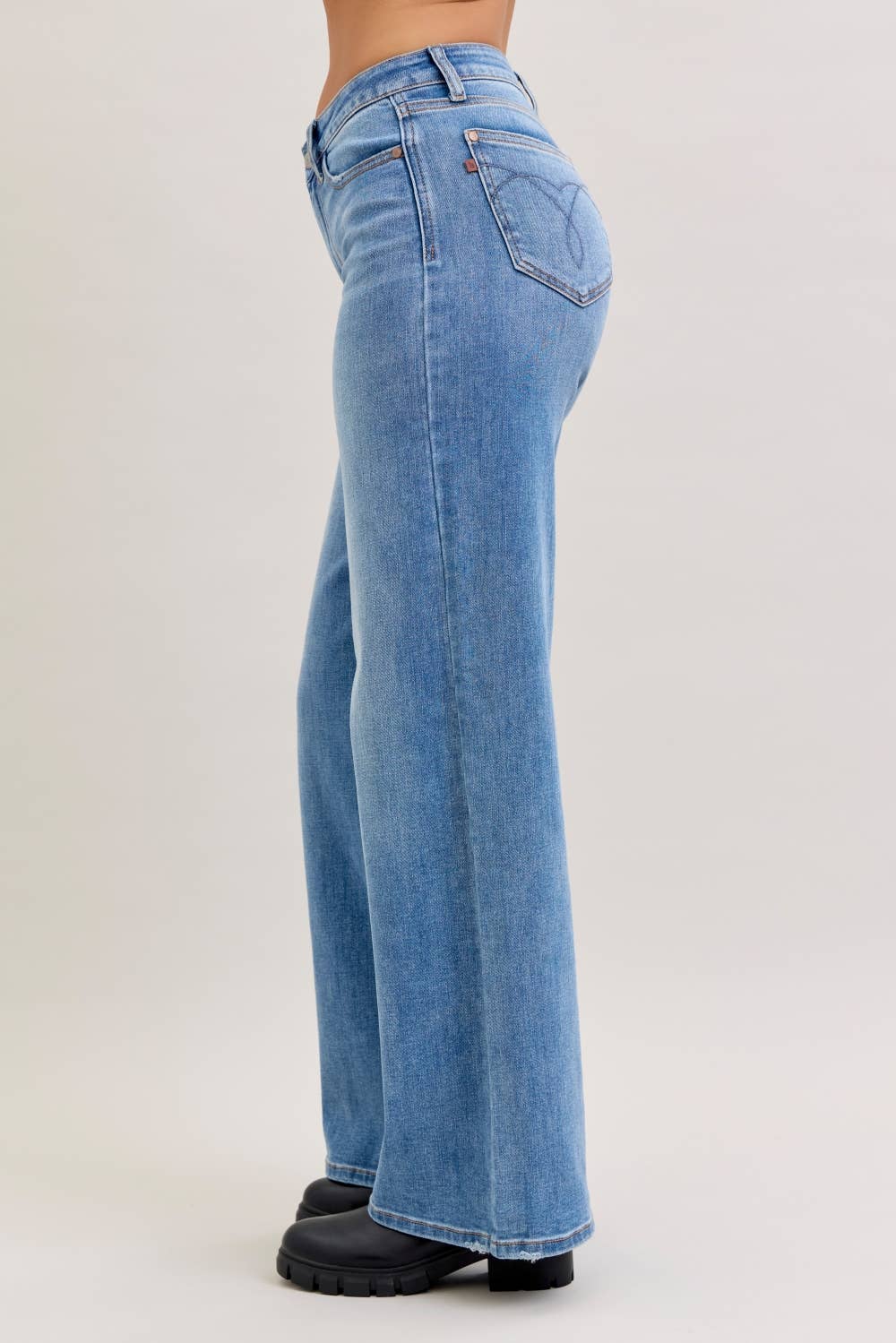 Retro Wide Leg Jeans, Feathered Farmhouse