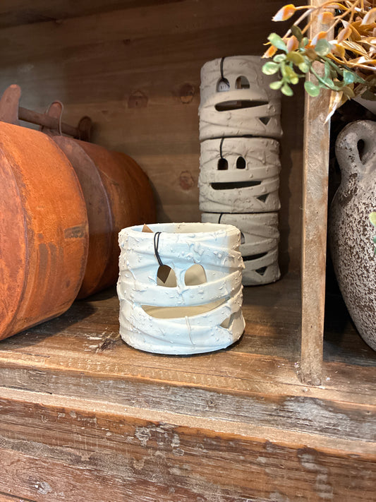 Terracotta Mummy Lantern with Cut Outs