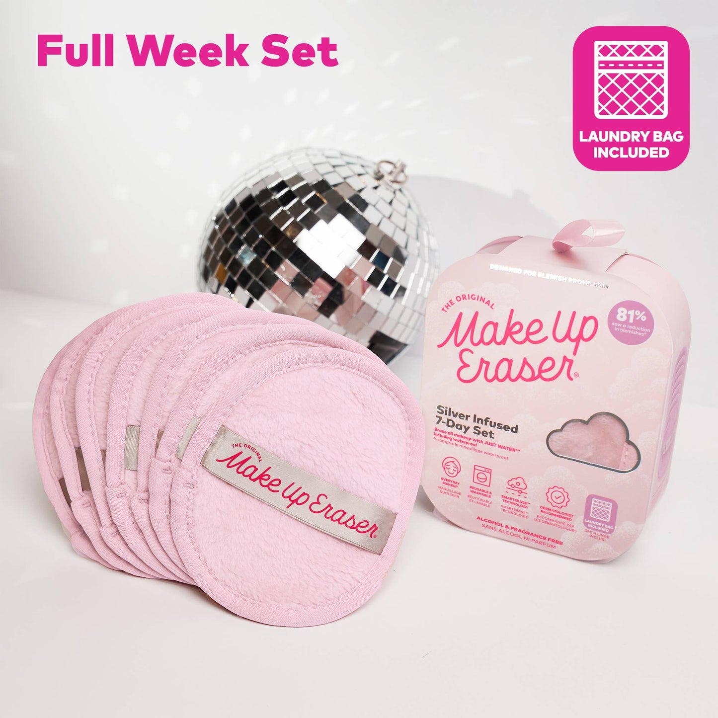 Silver Infused MakeUp Eraser 7-Day Set, Feathered Farmhouse