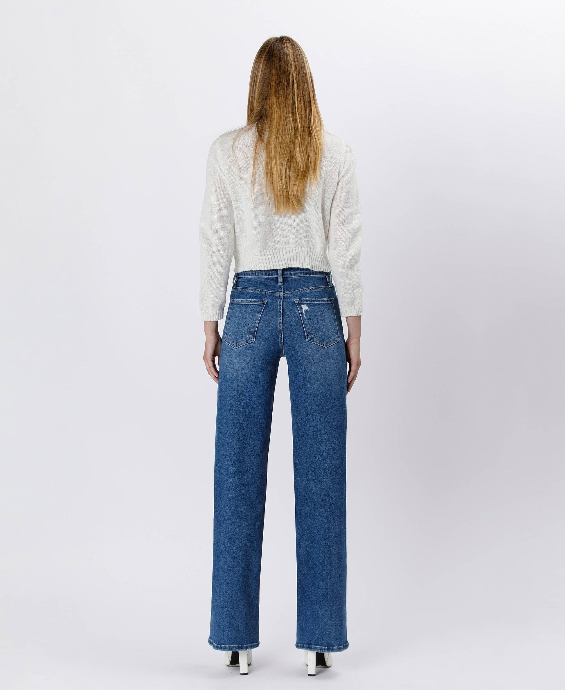 Tummy Control 90's Super High Rise Jeans, Feathered Farmhouse