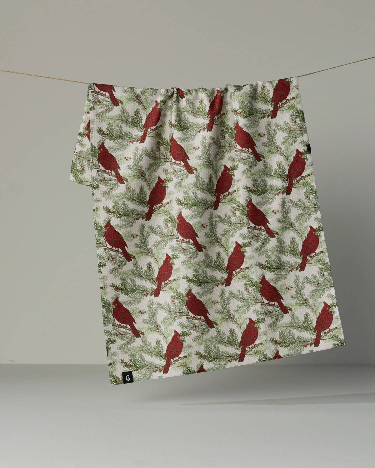 Winter Crimson Luxe Kitchen Towel, Feathered Farmhouse
