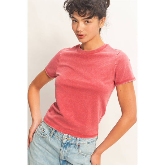 Mineral Washed Short Sleeve Top, Feathered Farmhouse