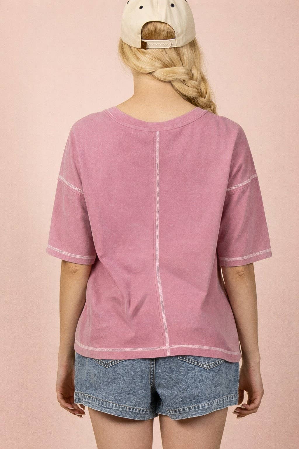 Mauve Mineral Washed Oversized Comfy Knit Top, Feathered Farmhouse