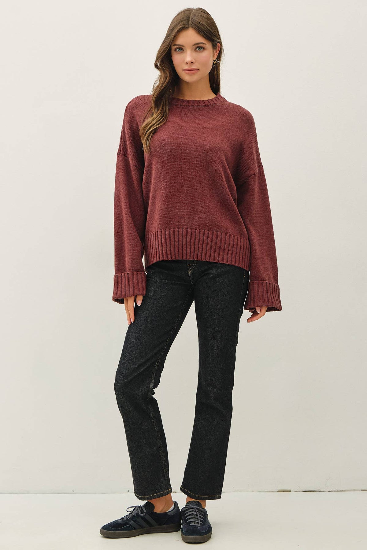 Brenna Wide Cuff Sweater, Feathered Farmhouse