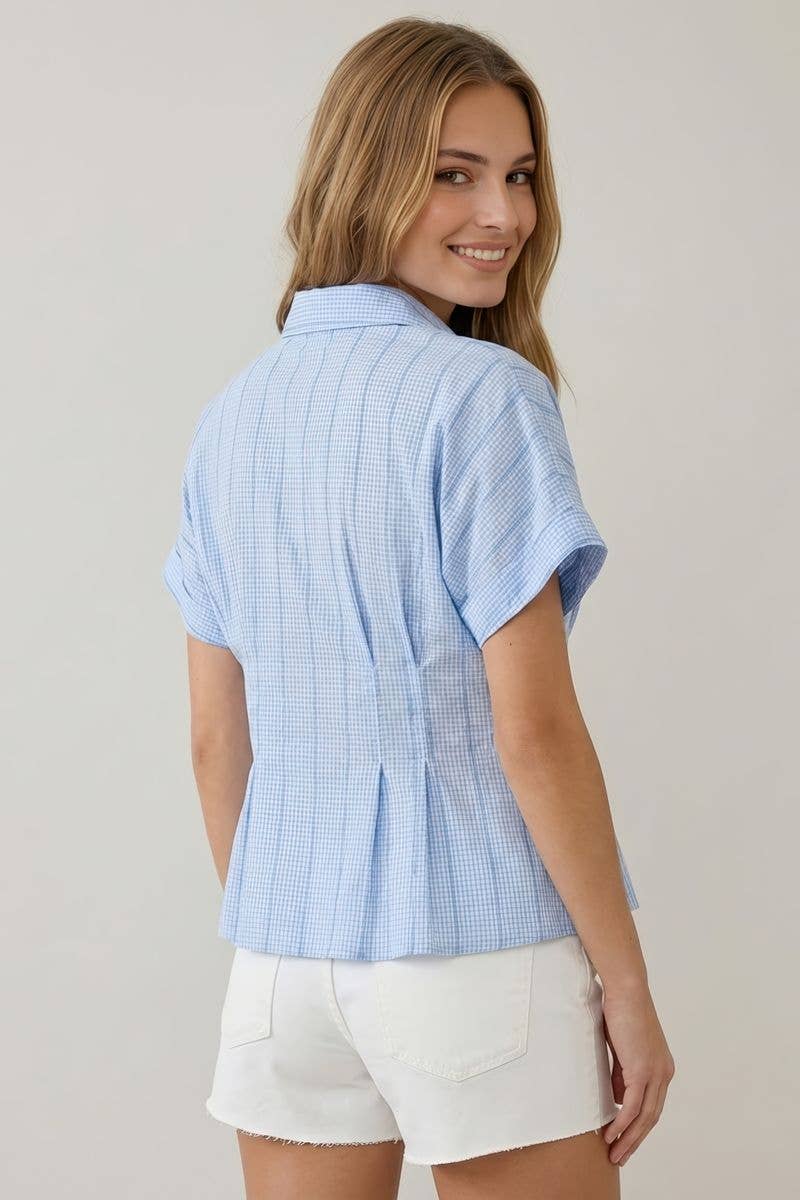 Gingham Button Down Shirt, Feathered Farmhouse