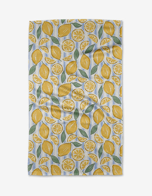 Sour Lemon Stripes Tea Towel, Feathered Farmhouse