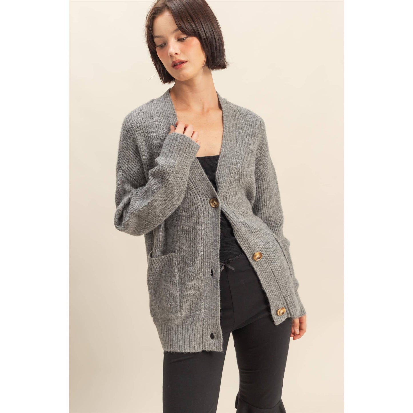 Cardigan Sweater with Front Pockets, Feathered Farmhouse