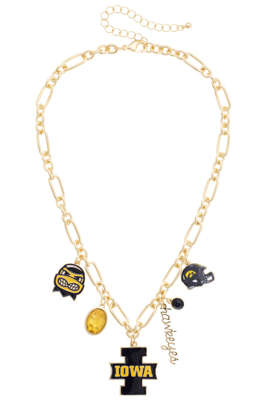 Iowa Hawkeyes Gameday Charm Necklace, Feathered Farmhouse