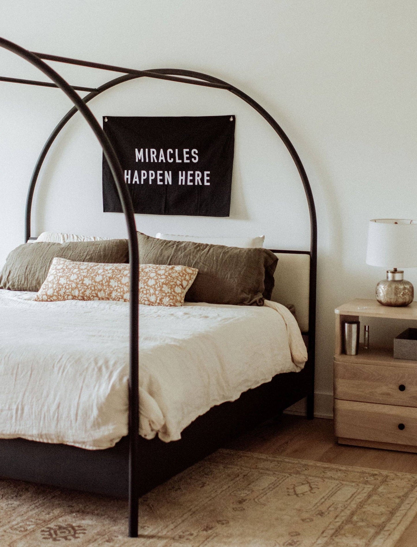 Miracles Happen Here Banner, Feathered Farmhouse