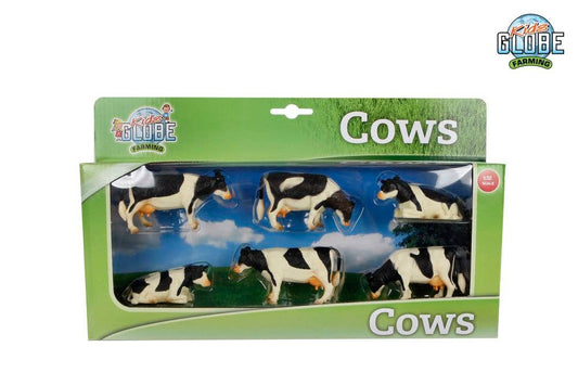 1:32 Scale 6 Piece Standing/Laying Down Black and White Cow