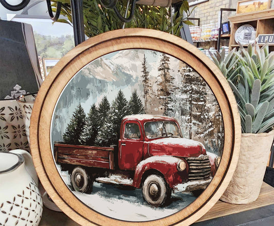 Christmas Truck Art, Feathered Farmhouse