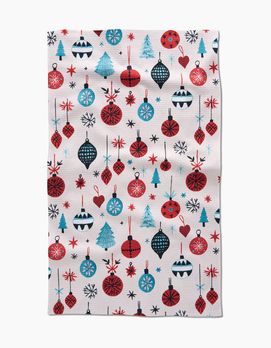Embroidered Ornaments Tea Towel, Feathered Farmhouse