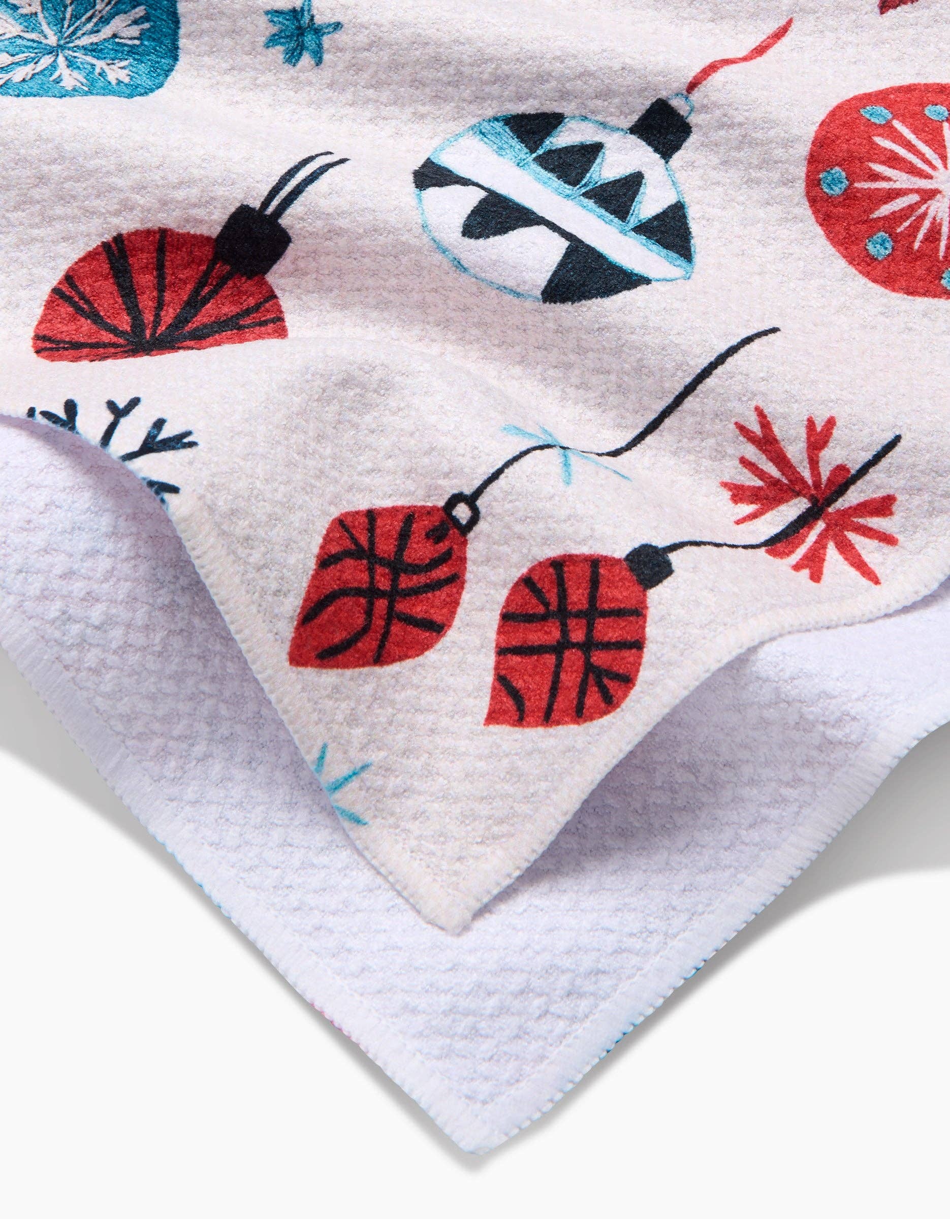 Embroidered Ornaments Tea Towel, Feathered Farmhouse