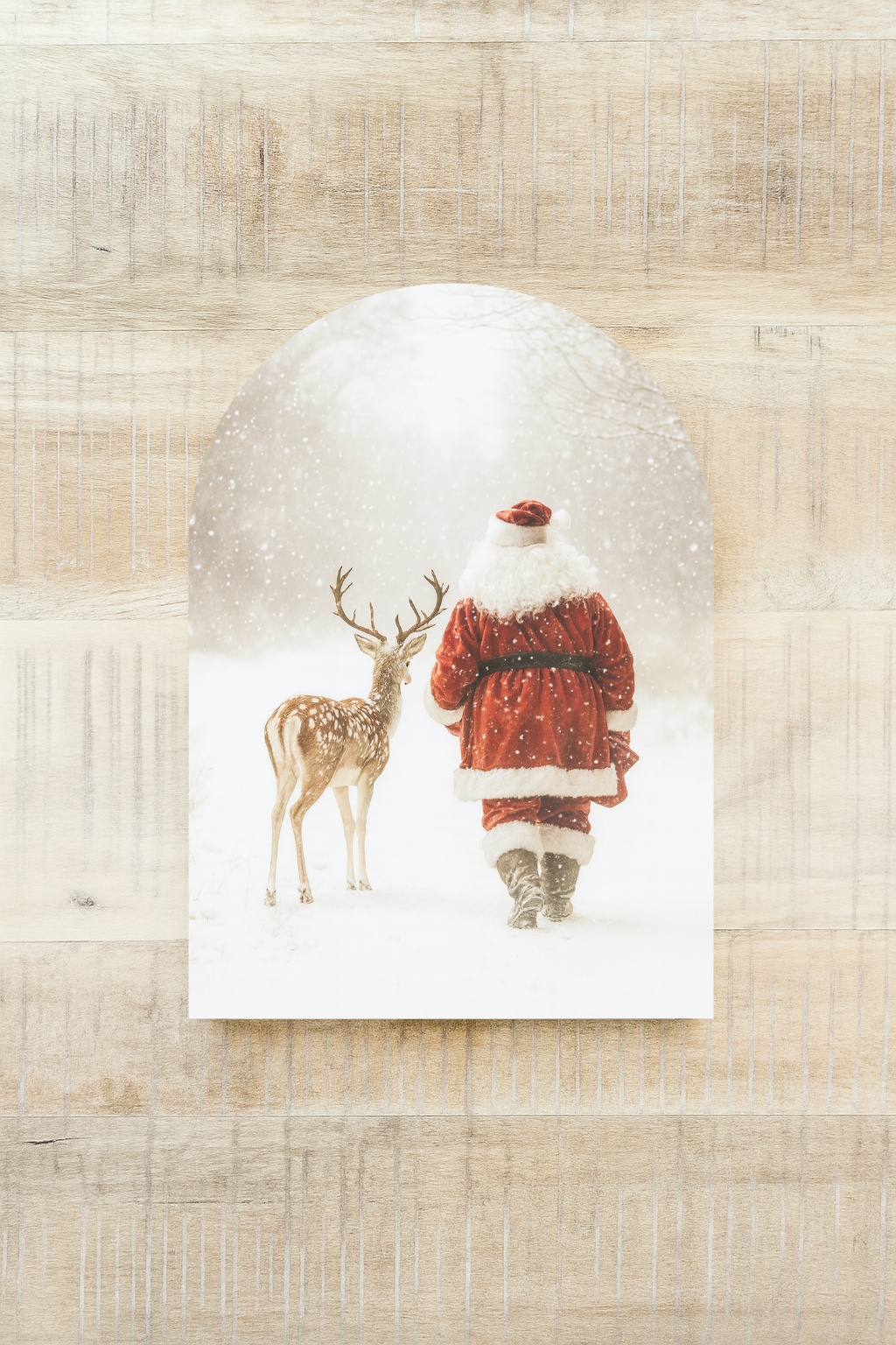 Santa and Reindeer Walking Arch, Feathered Farmhouse