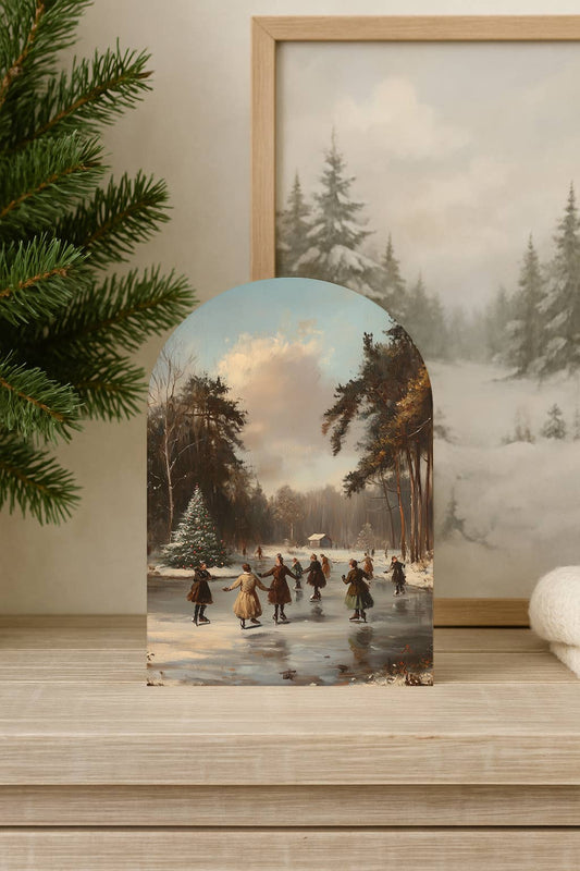 Skaters by Christmas Tree Arch, Feathered Farmhouse